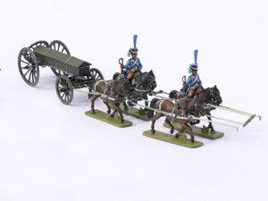 Пешая артиллерия участвовала во всех сражениях эпохи Наполеоновских войн. В набор входят:орудия полевой артиллерии с расчетом, передком с лошадьми и зарядным ящиком.